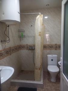 W łazience znajduje się prysznic, toaleta i umywalka. w obiekcie Сhachkari w mieście Wardzia