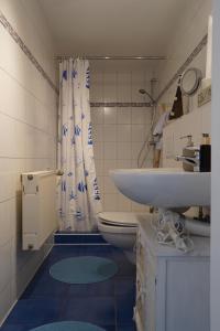 グラール・ミューリッツにあるFerienwohnung mit Gartenbereich (UT)のバスルーム(トイレ、洗面台付)