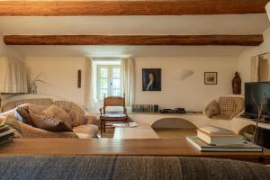 梅納的住宿－Campagne du Treyas，客厅配有两张沙发和一台电视机