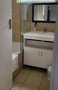 a bathroom with a sink and a mirror at Innes Road Durban Accommodation 2 Bedroom Private Unit A in Durban