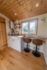 A kitchen or kitchenette at Berllan Y Bugail Shepherds Hut