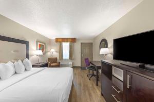 um quarto de hotel com uma cama e uma televisão de ecrã plano em Best Western Athens Inn em Athens