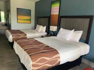 2 łóżka w pokoju hotelowym obok siebie w obiekcie MAGNOLIA INN of BELOXI,OCEAN SPRINGS,PASCAGOULA & GAUTIER w mieście Gautier