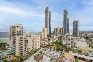 an aerial view of a city with tall buildings at Gorgeous Private Suite with Balcony in Gold Coast