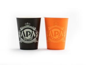 twoints of ard beer pint glasses on a shelf at APA Hotel Nagasaki Dejima in Nagasaki