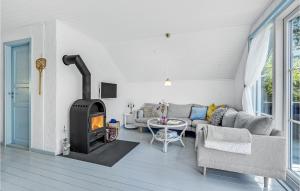 - un salon avec un canapé et un poêle à bois dans l'établissement 3 Bedroom Nice Home In Hurup Thy, à Sønder Ydby