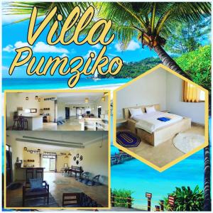 een collage van foto's van een villa pompoen bij Villa Pumziko in Kizimkazi