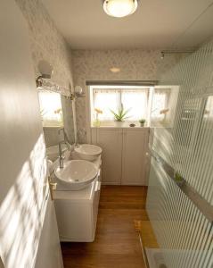 ein Bad mit einem Waschbecken und einem Spiegel in der Unterkunft Cœur de Charente maritime in Saint-Germain-de-Marencennes