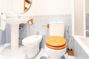 een badkamer met een toilet en een wastafel bij Apartamento Cimadevilla II in Gijón