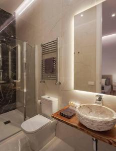 a bathroom with a sink and a toilet and a shower at Luxury flat Centro I in Madrid
