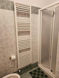 凱拉斯科的住宿－AFFITTACAMERE DOLCE SOGNO，一间带卫生间和玻璃淋浴间的浴室