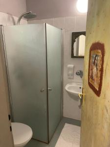 a bathroom with a toilet and a sink at Gross Nofesh and Spa Guesthouse in Beit Hillel