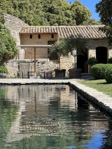 a pool of water in front of a building at Le Mas de Béthel in Gordes