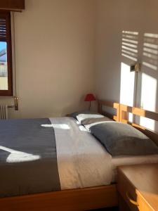 Mountain House في Rigolato: غرفة نوم بسريرين ونافذة