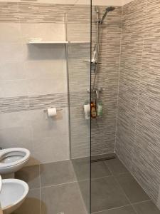a bathroom with a shower and a toilet at LA CASETTA in puglia in Montalbano