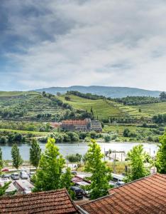 uitzicht op een rivier en een stad met bomen bij A Tendinha - Guest House in Peso da Régua