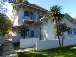 a white house with a palm tree in front of it at Villa Arcachon, 6 pièces, 8 personnes - FR-1-374-147 in Arcachon