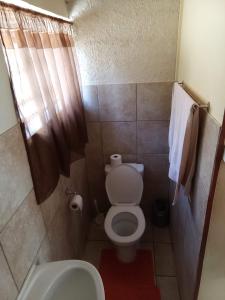 a small bathroom with a toilet and a sink at Insolam Accommodation in Mokopane