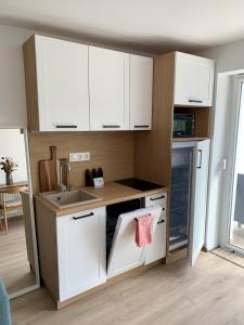 Kuchyň nebo kuchyňský kout v ubytování Nono Apartman Bükfürdő