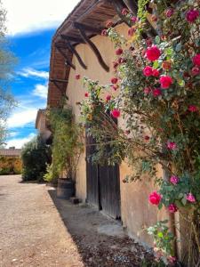 a building with flowers on the side of it at Domaine de Rébert in Monguillem