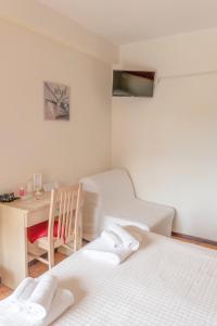 ミザーノ・アドリアーティコにあるHotel Maximのベッドルーム1室(ベッド2台、デスク、椅子付)