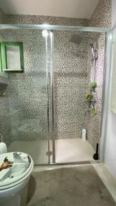e bagno con doccia, servizi igienici e lavandino. di CASA OASI a Playa Blanca