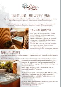 a flyer for a spa hot spring bermuda escape at CASA da CARMEN - Relax & Tradizione in Mezzolombardo