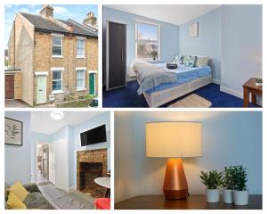 a collage of pictures of a bedroom and a living room at Pet Friendly Maidstone City Home - 3 Bedrooms with Fast Wi-Fi in Maidstone