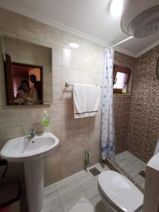 a bathroom with a sink and a toilet and a shower at Old Town - Guest House in Stari Bar +22 photos