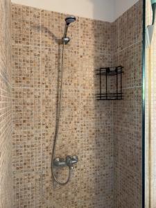 a shower with a shower head in a bathroom at Studio for4 Sunny Beach in Sunny Beach