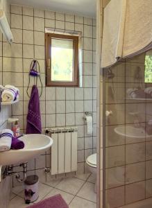a bathroom with a sink and a toilet at Apartman Studio in Pula