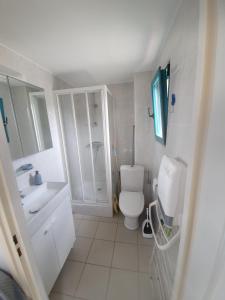 Koupelna v ubytování Studio cabine à 200m de la plage sainte Cécile