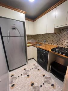 eine Küche mit einem Kühlschrank und einem Geschirrspüler in der Unterkunft Babil house 1 in Istanbul