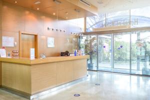 a lobby of a hospital with a reception counter at Hotel Restaurante El Valles 4 ESTRELLAS in Briviesca