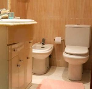 La salle de bains est pourvue de toilettes et d'un lavabo. dans l'établissement Aguda Mar - V N Gaia, à Aguda