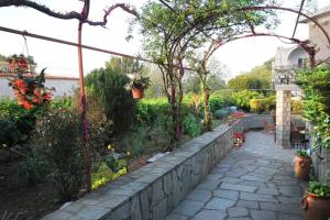 un jardín con un camino de piedra y plantas en Cavalluccio Marino, en Anacapri