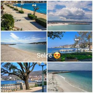 a collage of photos of a beach and the ocean at Apartmani Ernesta in Selce