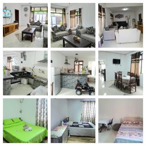 a collage of photos of a living room and dining room at Beautiful Affordable House - 5 minutes from the airport and 12 minutes to Blue bay beach in Mon Trésor