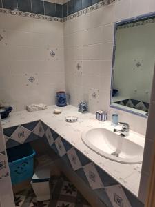 a bathroom with a sink and a mirror at Domaine de Sainte Anne in Venoy