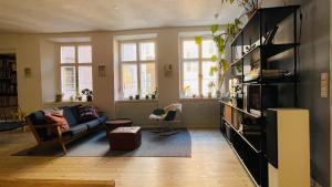 a living room with a couch and a tv at ApartmentInCopenhagen Apartment 1538 in Copenhagen