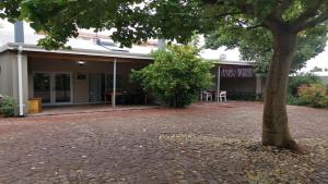 a tree in the courtyard of a house at Suites on 74 in Worcester