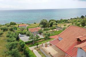 una vista aérea de una casa y del océano en Alexandros Apartments & Αλέξανδρος Villas, en Kalamaki Messinia