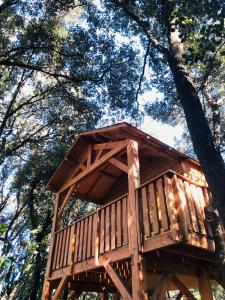 a tree house in the middle of a forest at Le mas cabanids in Maureillas