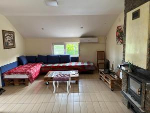 a large living room with a couch and a table at Villa Vesna in Veles