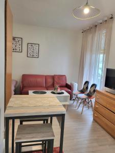 Televízia a/alebo spoločenská miestnosť v ubytovaní Paris flat