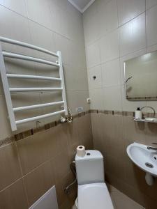 een badkamer met een toilet en een wastafel bij Apartment with the view of the Opera House in Lviv