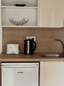 eine Küchentheke mit Kaffeemaschine und Spüle in der Unterkunft Studio refait neuf Centre-ville in Nizza