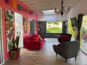 Posezení v ubytování Romántico refugio en la montaña