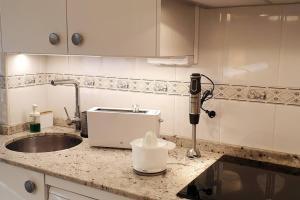 a kitchen counter with a sink and a mixer at El Rincon de Tasio in Corella