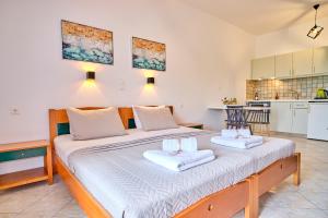 ครัวหรือมุมครัวของ Logas Beach Studios Peroulades Corfu
